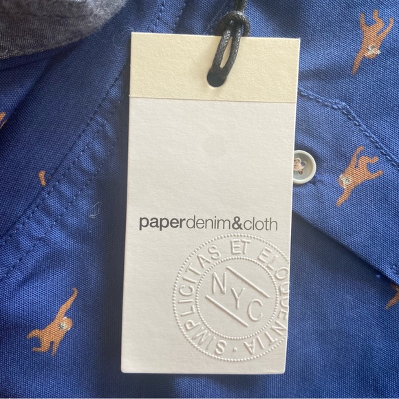 Paper Denim & Cloth Monkey Print Button Down Short Size 4 NWT - Picture 4 of 7